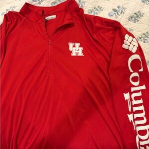 Men’s UH Houston Cougars Columbia PFG Red Quarter-Zip Pullover Shirt Size Large
